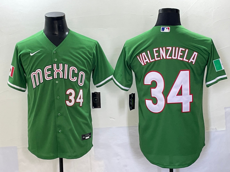 Men 2025 Los Angeles Dodgers 34 Valenzuela green Nike MLB Jersey style 2